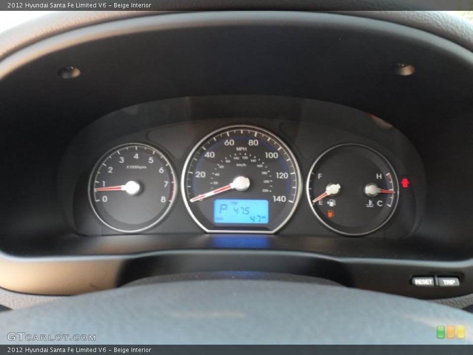 Beige Interior Gauges for the 2012 Hyundai Santa Fe Limited V6 #55953934