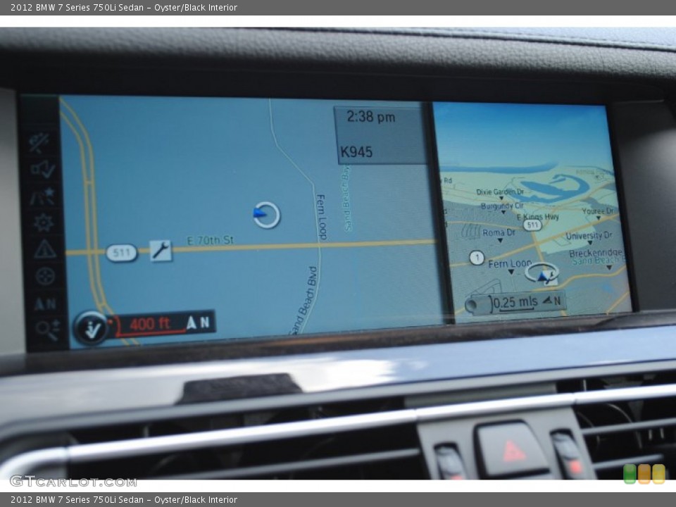 Oyster/Black Interior Navigation for the 2012 BMW 7 Series 750Li Sedan #55974550