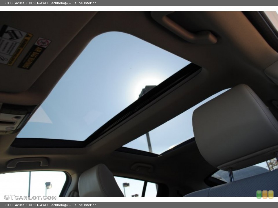Taupe Interior Sunroof for the 2012 Acura ZDX SH-AWD Technology #55975153