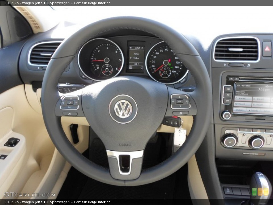 Cornsilk Beige Interior Steering Wheel for the 2012 Volkswagen Jetta TDI SportWagen #55976446