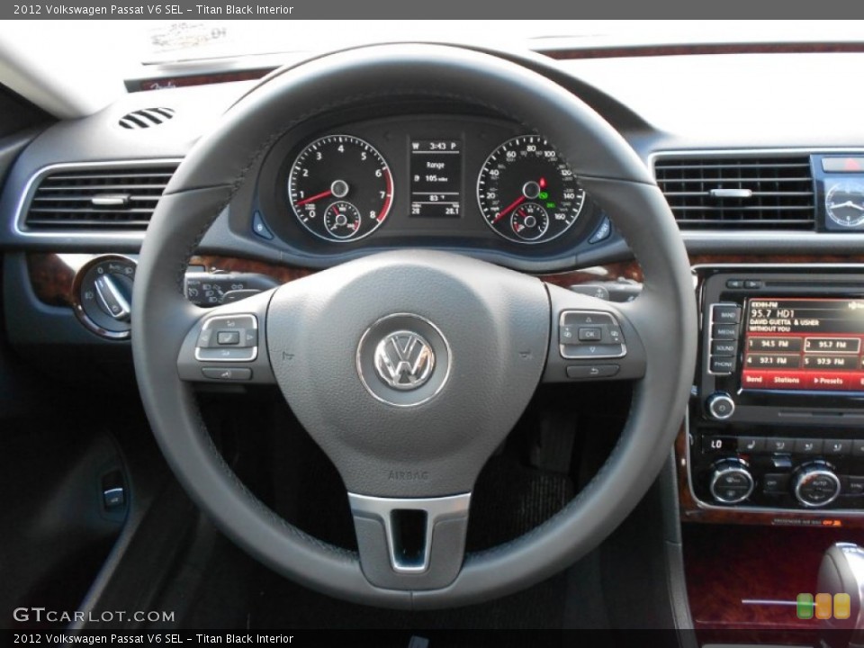 Titan Black Interior Steering Wheel for the 2012 Volkswagen Passat V6 SEL #55980901