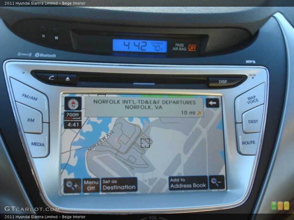 Beige Interior Navigation for the 2011 Hyundai Elantra Limited #55991533