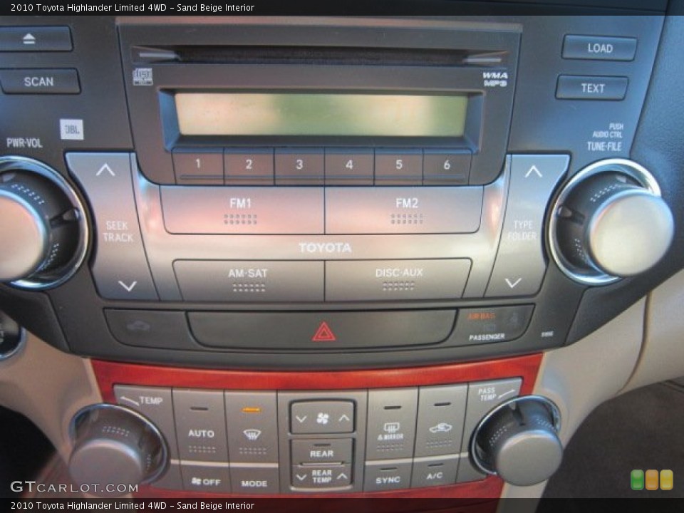 Sand Beige Interior Audio System for the 2010 Toyota Highlander Limited 4WD #55994422