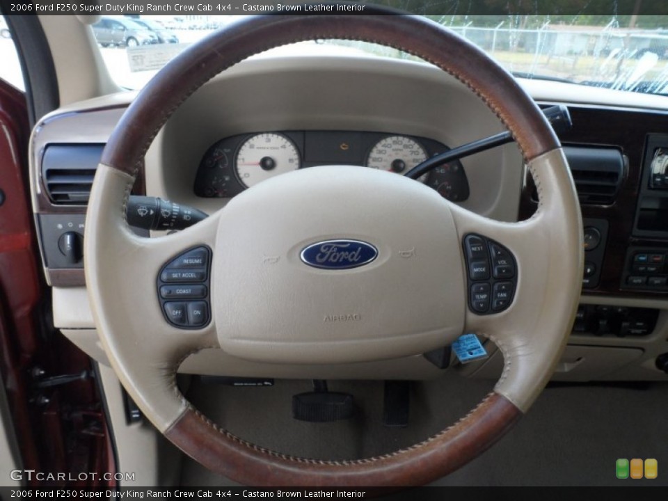 Castano Brown Leather Interior Steering Wheel for the 2006 Ford F250 Super Duty King Ranch Crew Cab 4x4 #55998536