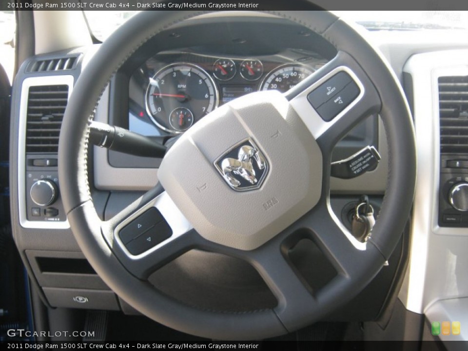 Dark Slate Gray/Medium Graystone Interior Steering Wheel for the 2011 Dodge Ram 1500 SLT Crew Cab 4x4 #56022221