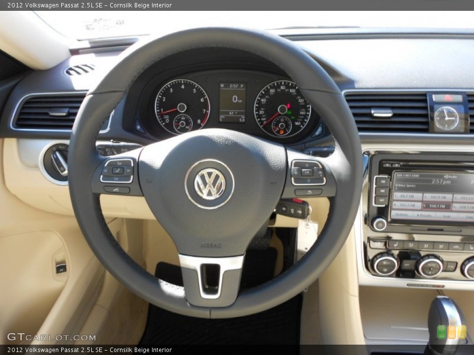 Cornsilk Beige Interior Steering Wheel for the 2012 Volkswagen Passat 2.5L SE #56030249
