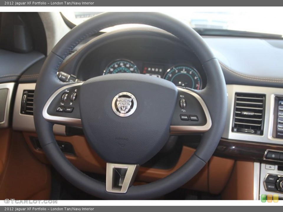 London Tan/Navy Interior Steering Wheel for the 2012 Jaguar XF Portfolio #56060159