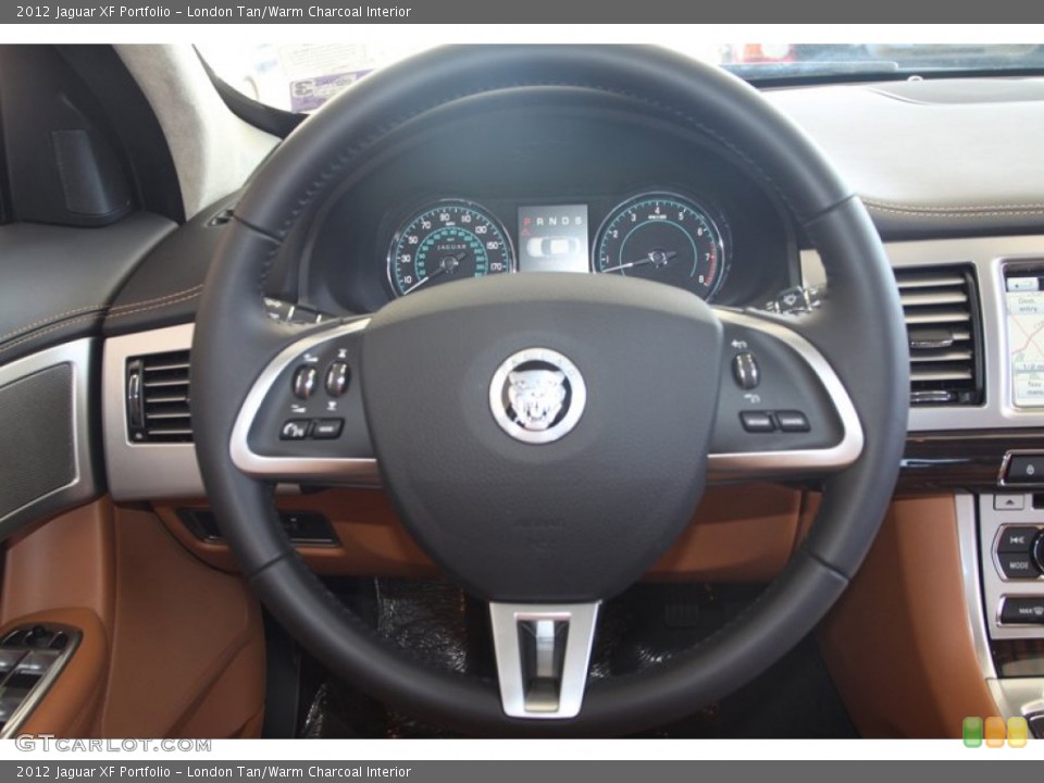 London Tan/Warm Charcoal Interior Steering Wheel for the 2012 Jaguar XF Portfolio #56060702
