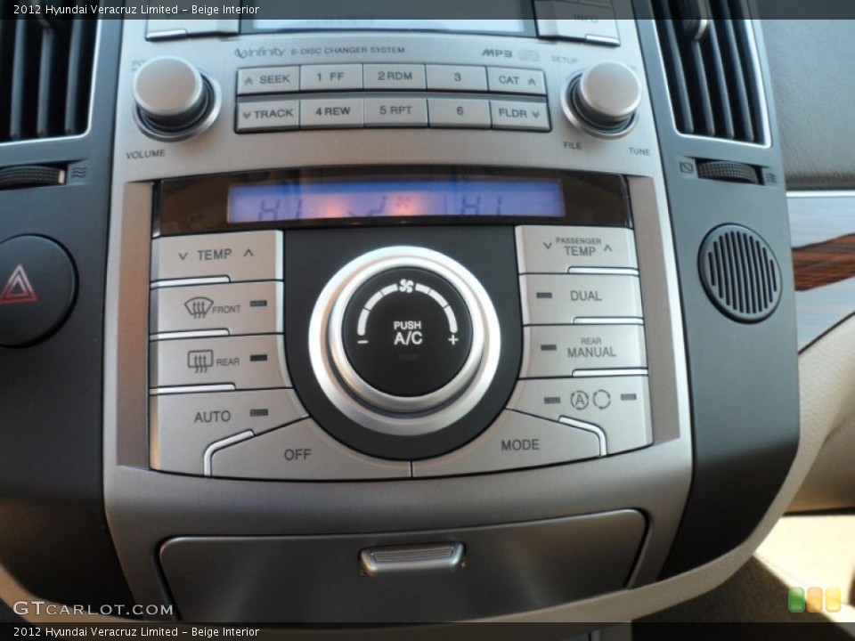 Beige Interior Controls for the 2012 Hyundai Veracruz Limited #56079389