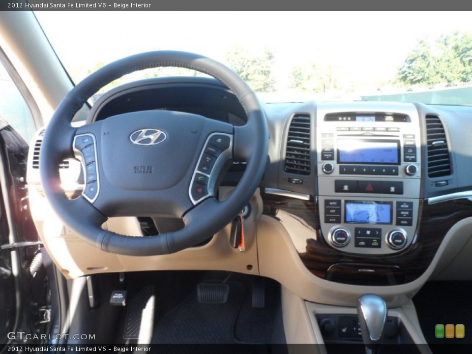 Beige Interior Dashboard for the 2012 Hyundai Santa Fe Limited V6 #56081819
