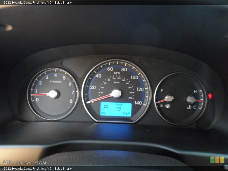 Beige Interior Gauges for the 2012 Hyundai Santa Fe Limited V6 #56081861
