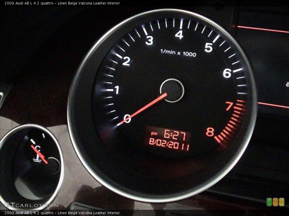 Linen Beige Valcona Leather Interior Gauges for the 2009 Audi A8 L 4.2 quattro #56103527