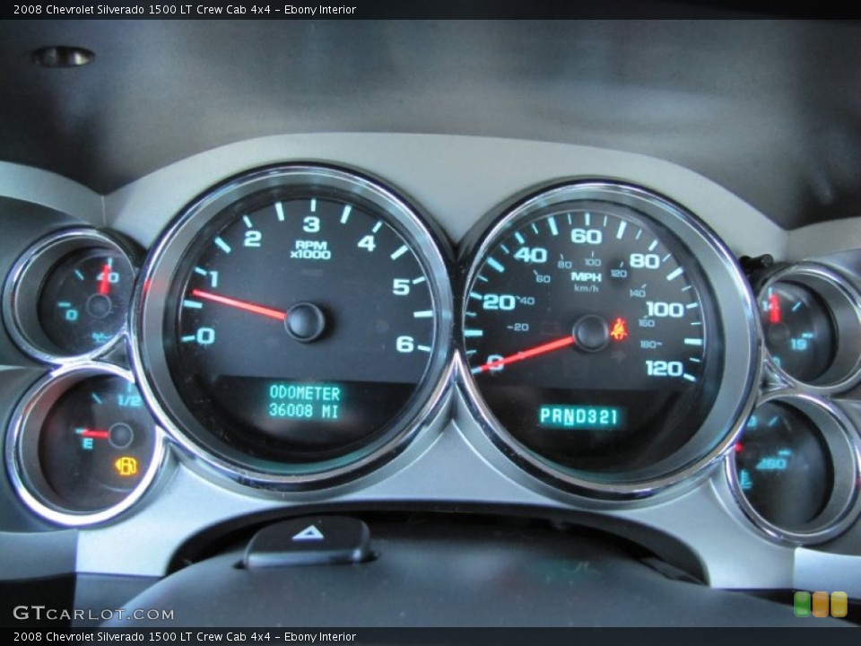 Ebony Interior Gauges for the 2008 Chevrolet Silverado 1500 LT Crew Cab 4x4 #56119613