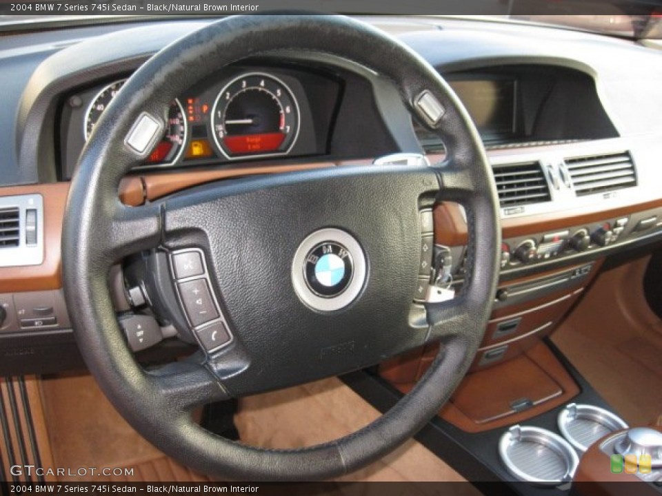 Black/Natural Brown Interior Steering Wheel for the 2004 BMW 7 Series 745i Sedan #56135529