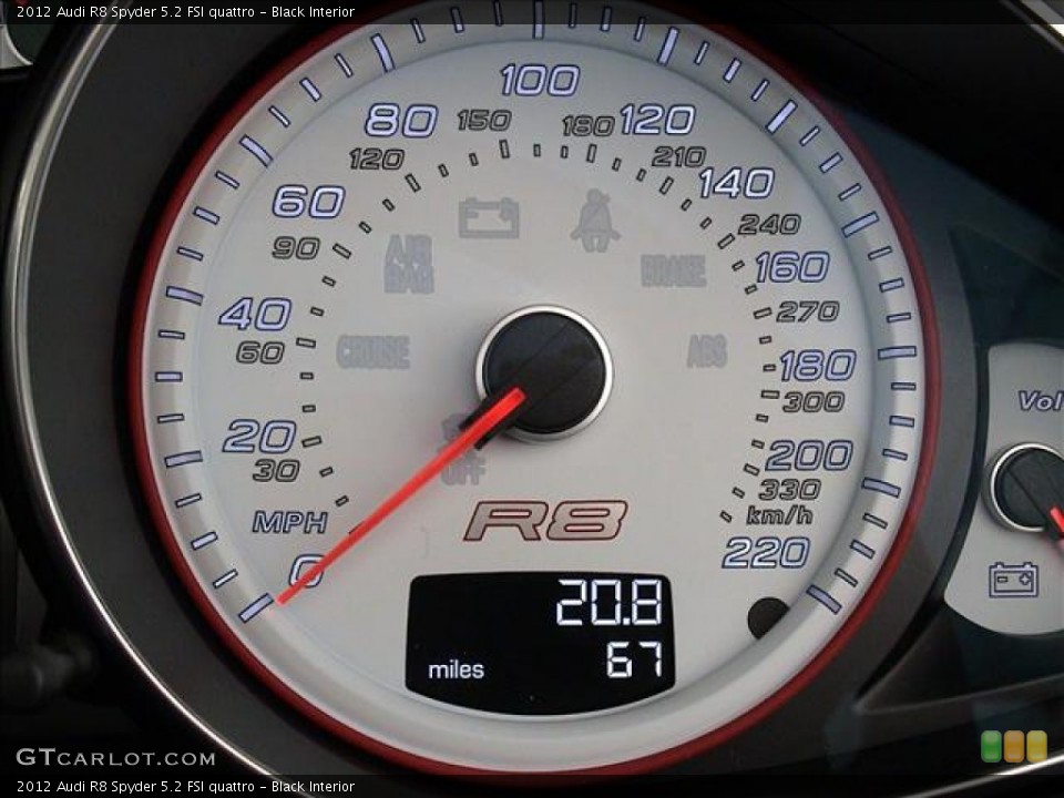 Black Interior Gauges for the 2012 Audi R8 Spyder 5.2 FSI quattro #56139239