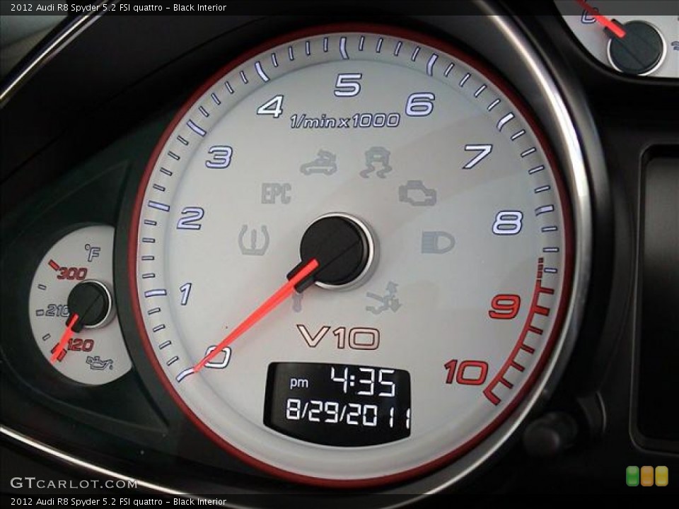 Black Interior Gauges for the 2012 Audi R8 Spyder 5.2 FSI quattro #56139248