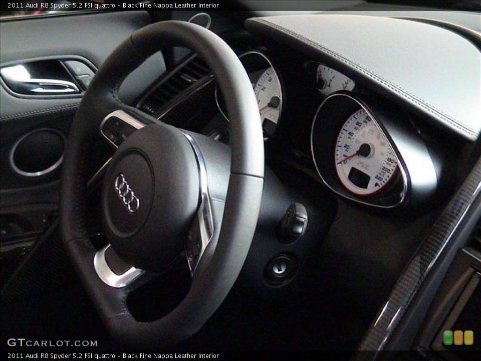 Black Fine Nappa Leather Interior Steering Wheel for the 2011 Audi R8 Spyder 5.2 FSI quattro #56139527