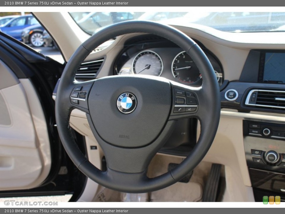 Oyster Nappa Leather Interior Steering Wheel for the 2010 BMW 7 Series 750Li xDrive Sedan #56185088