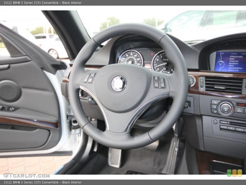 Black Interior Steering Wheel for the 2012 BMW 3 Series 335i Convertible #56195345