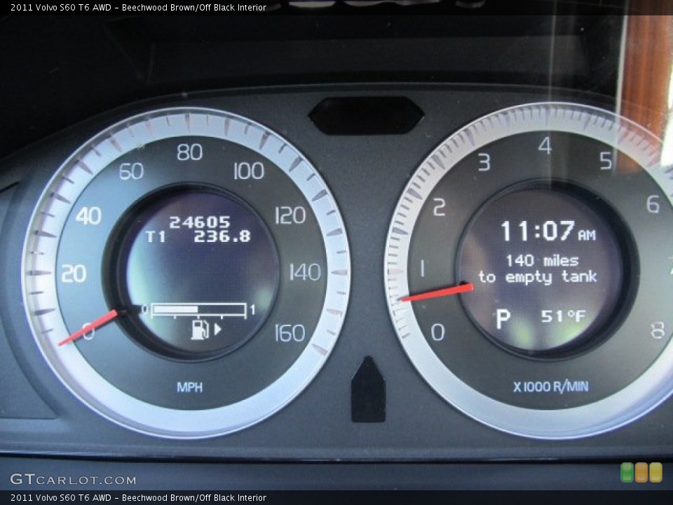 Beechwood Brown/Off Black Interior Gauges for the 2011 Volvo S60 T6 AWD #56197744