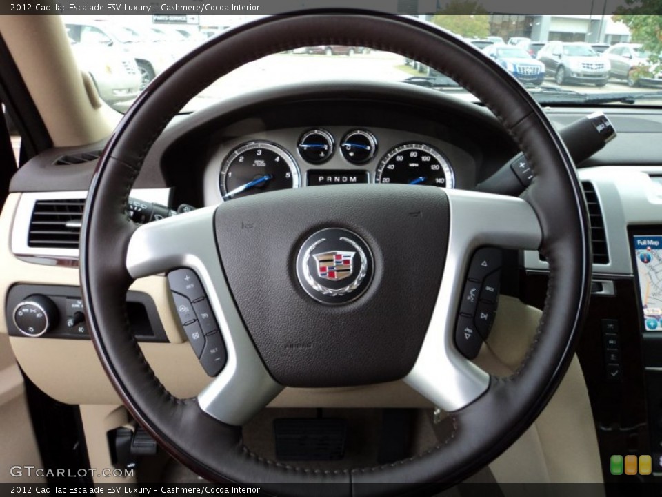 Cashmere/Cocoa Interior Steering Wheel for the 2012 Cadillac Escalade ESV Luxury #56201255