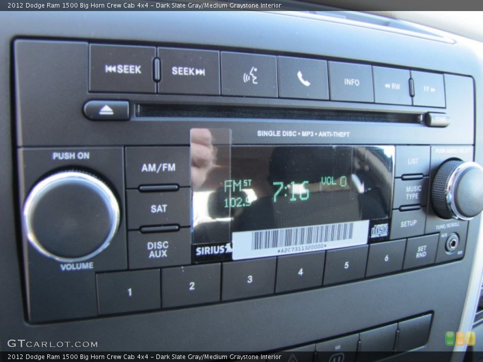 Dark Slate Gray/Medium Graystone Interior Audio System for the 2012 Dodge Ram 1500 Big Horn Crew Cab 4x4 #56234999