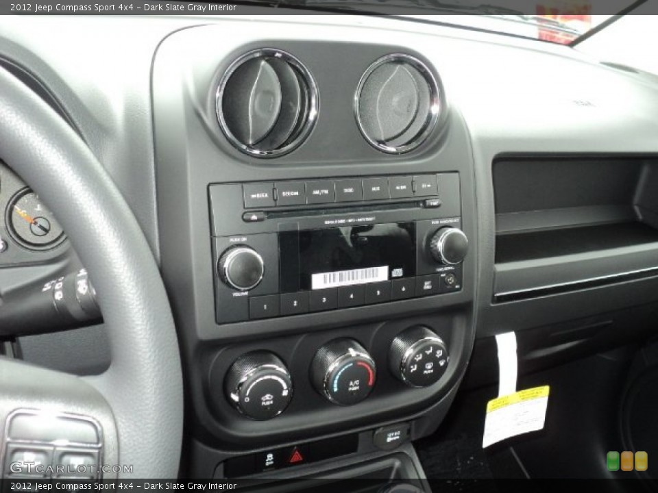 Dark Slate Gray Interior Controls for the 2012 Jeep Compass Sport 4x4 #56271956