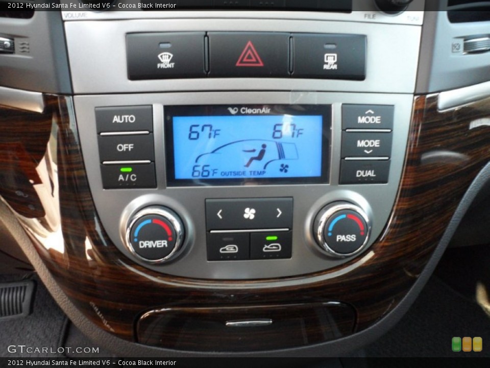 Cocoa Black Interior Controls for the 2012 Hyundai Santa Fe Limited V6 #56283063