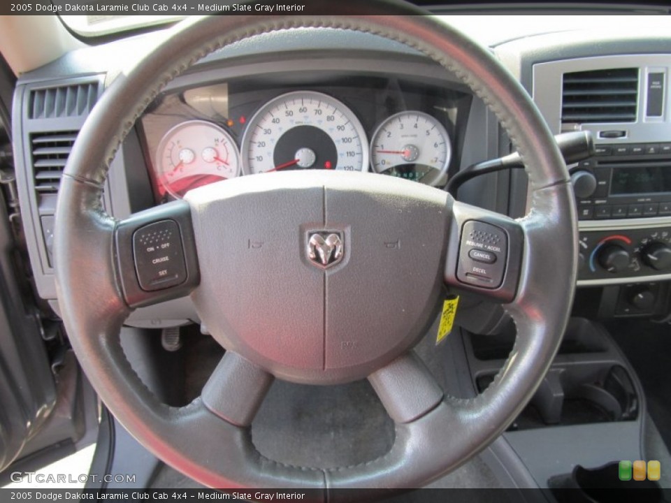 Medium Slate Gray Interior Steering Wheel for the 2005 Dodge Dakota Laramie Club Cab 4x4 #56288070