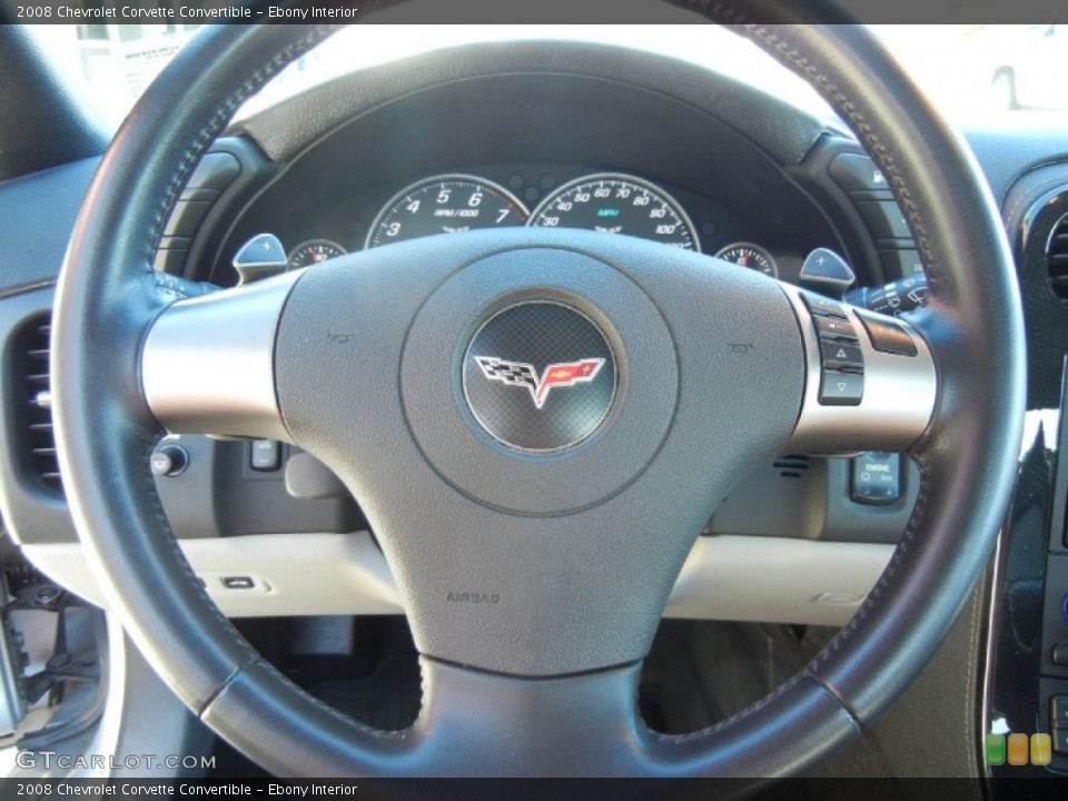 Ebony Interior Steering Wheel for the 2008 Chevrolet Corvette Convertible #56313894