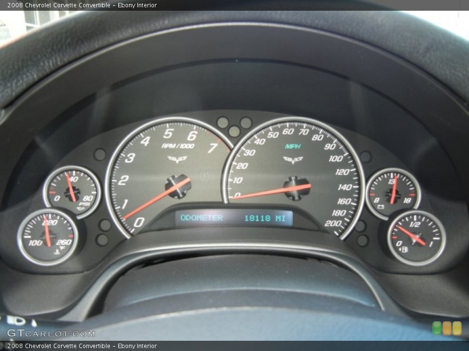 Ebony Interior Gauges for the 2008 Chevrolet Corvette Convertible #56313903