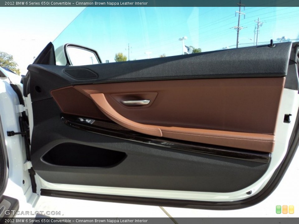 Cinnamon Brown Nappa Leather Interior Door Panel for the 2012 BMW 6 Series 650i Convertible #56370541