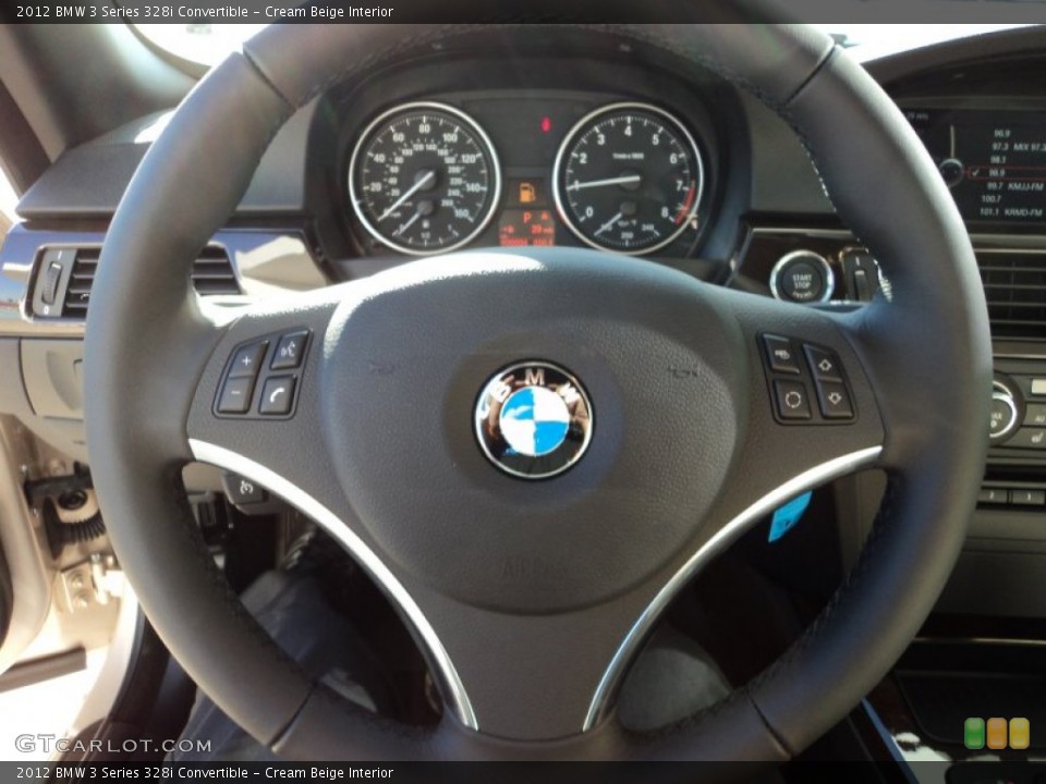 Cream Beige Interior Steering Wheel for the 2012 BMW 3 Series 328i Convertible #56371339