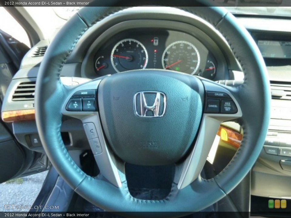 Black Interior Steering Wheel for the 2012 Honda Accord EX-L Sedan #56373603