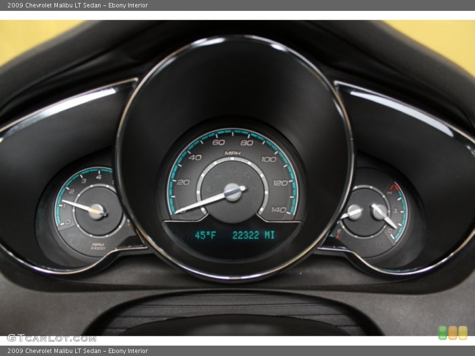 Ebony Interior Gauges for the 2009 Chevrolet Malibu LT Sedan #56389996