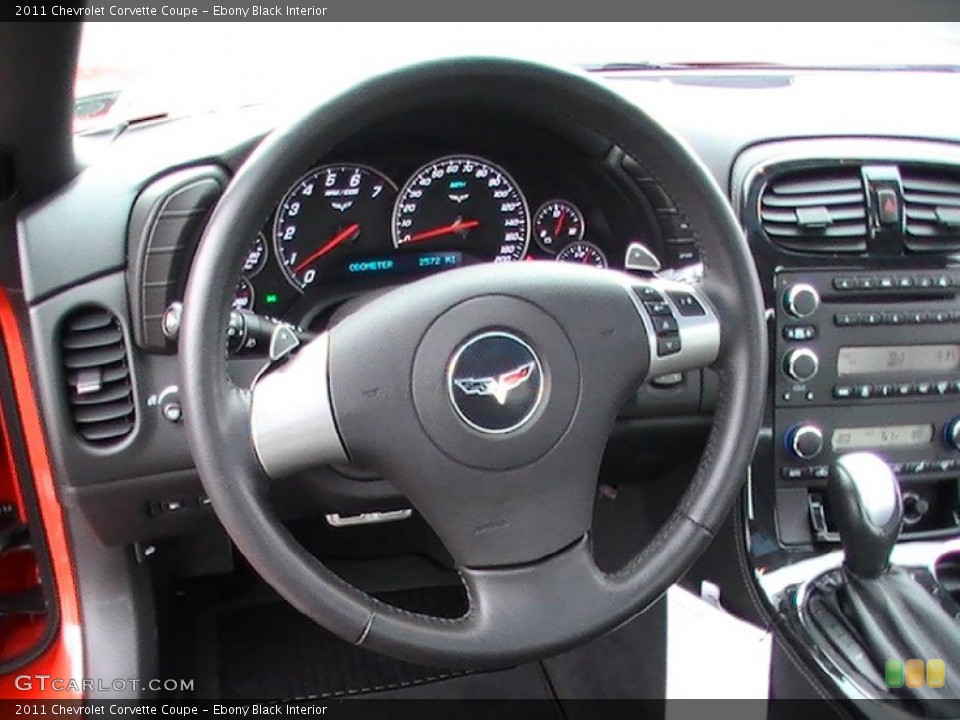 Ebony Black Interior Steering Wheel for the 2011 Chevrolet Corvette Coupe #56430637