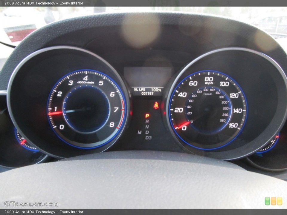 Ebony Interior Gauges for the 2009 Acura MDX Technology #56469095
