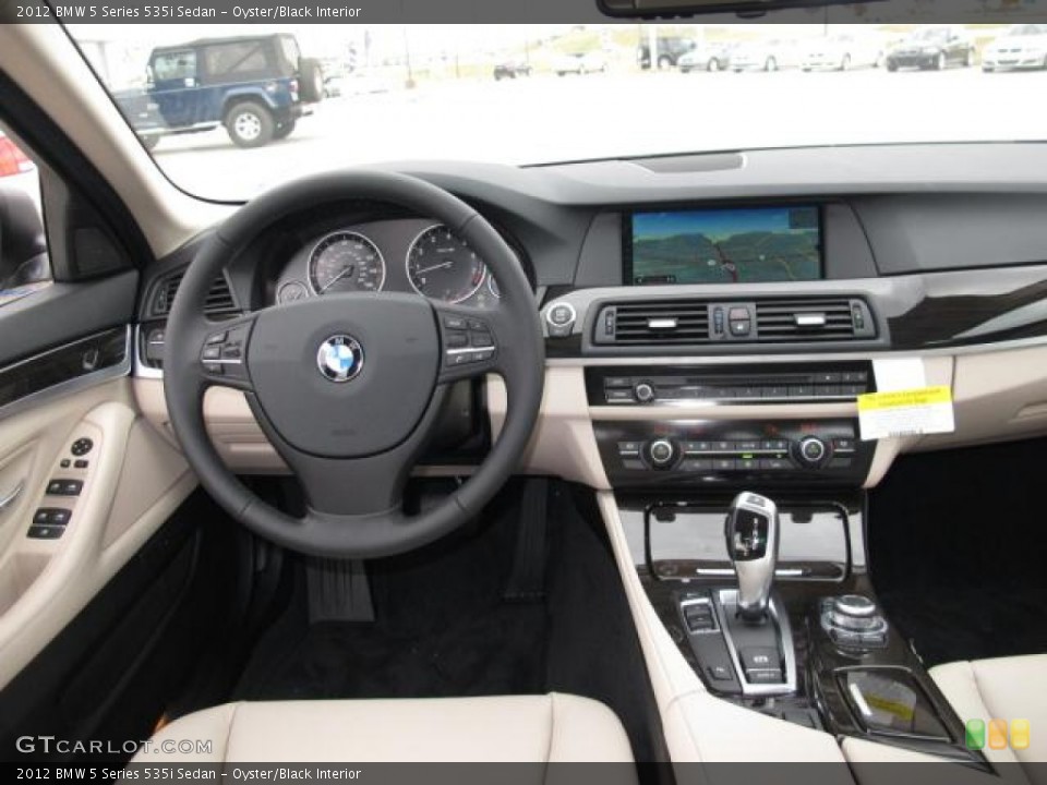 Oyster/Black Interior Dashboard for the 2012 BMW 5 Series 535i Sedan #56504538