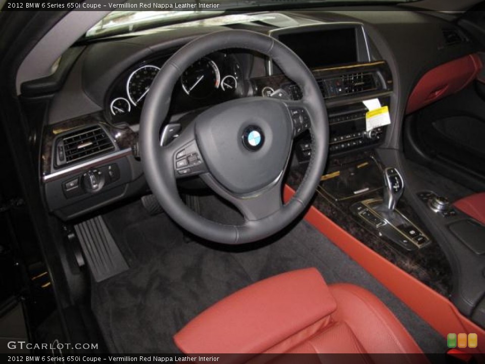 Vermillion Red Nappa Leather Interior Prime Interior for the 2012 BMW 6 Series 650i Coupe #56504640