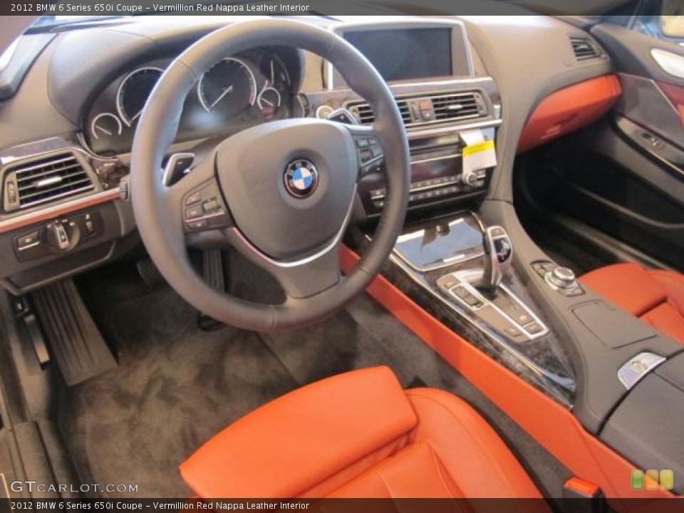 Vermillion Red Nappa Leather Interior Prime Interior for the 2012 BMW 6 Series 650i Coupe #56504664