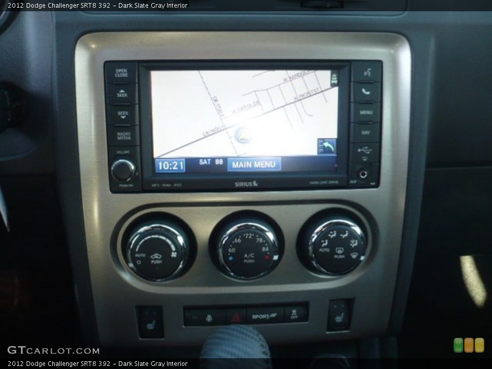 Dark Slate Gray Interior Controls for the 2012 Dodge Challenger SRT8 392 #56536588