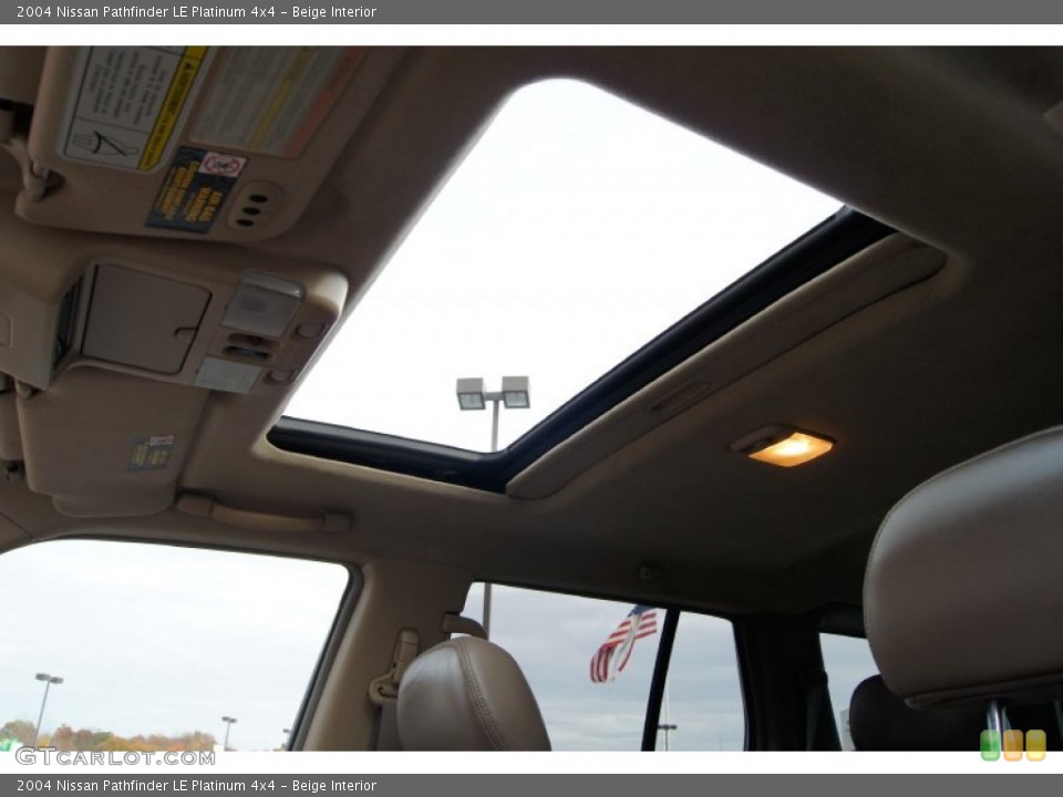 Beige Interior Sunroof for the 2004 Nissan Pathfinder LE Platinum 4x4 #56566314