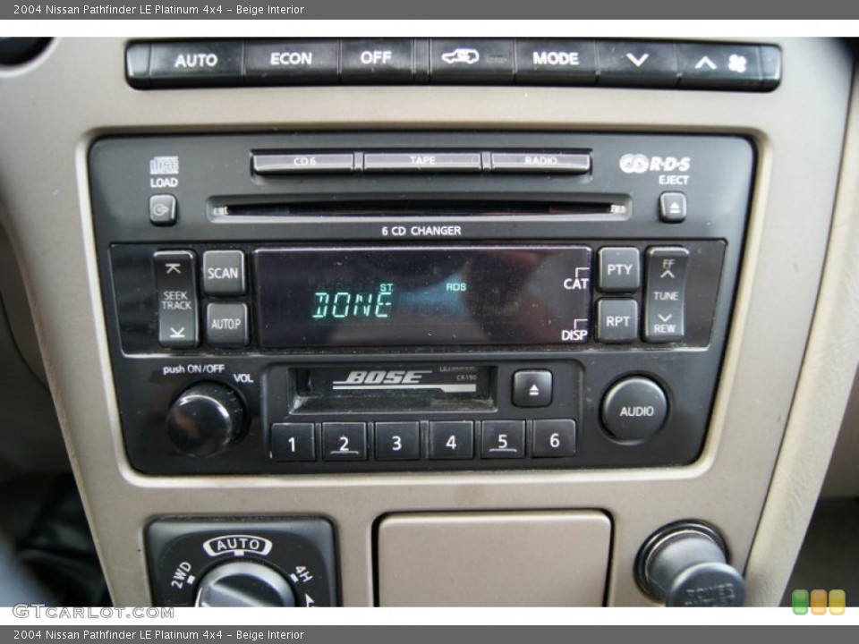Beige Interior Controls for the 2004 Nissan Pathfinder LE Platinum 4x4 #56566363
