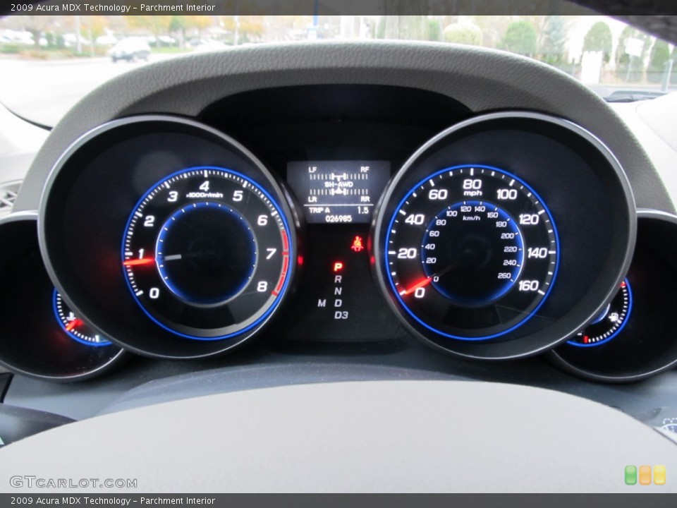 Parchment Interior Gauges for the 2009 Acura MDX Technology #56571804