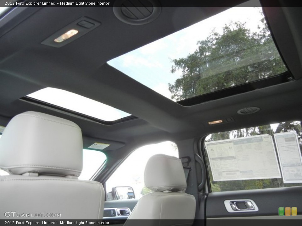 Medium Light Stone Interior Sunroof for the 2012 Ford Explorer Limited #56579277