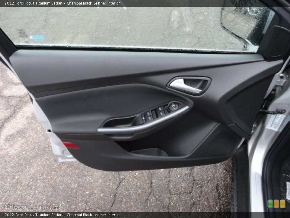 Charcoal Black Leather Interior Door Panel for the 2012 Ford Focus Titanium Sedan #56590026