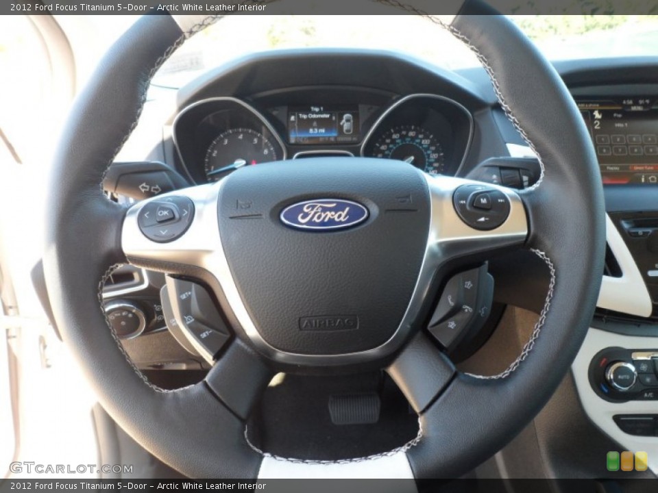 Arctic White Leather Interior Steering Wheel for the 2012 Ford Focus Titanium 5-Door #56604372