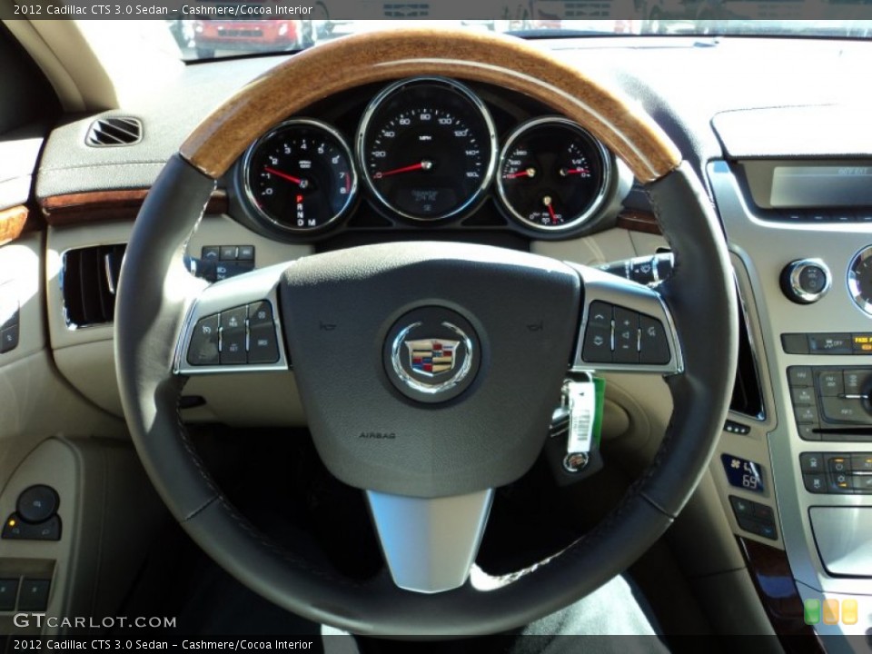Cashmere/Cocoa Interior Steering Wheel for the 2012 Cadillac CTS 3.0 Sedan #56617170