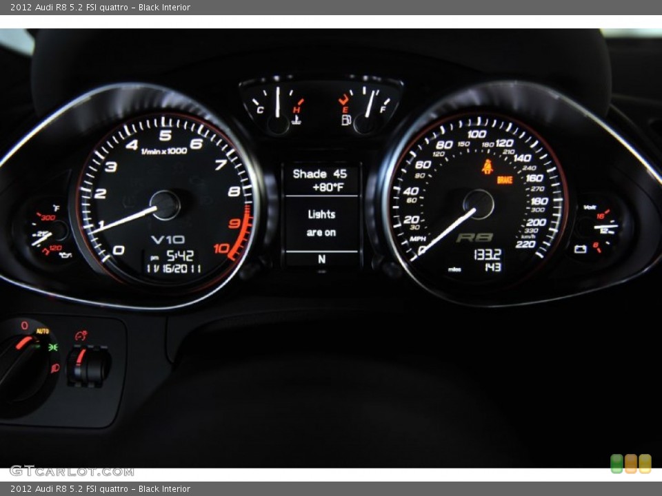 Black Interior Gauges for the 2012 Audi R8 5.2 FSI quattro #56652447