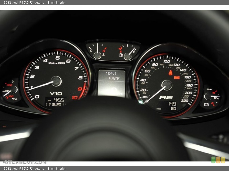 Black Interior Gauges for the 2012 Audi R8 5.2 FSI quattro #56652774